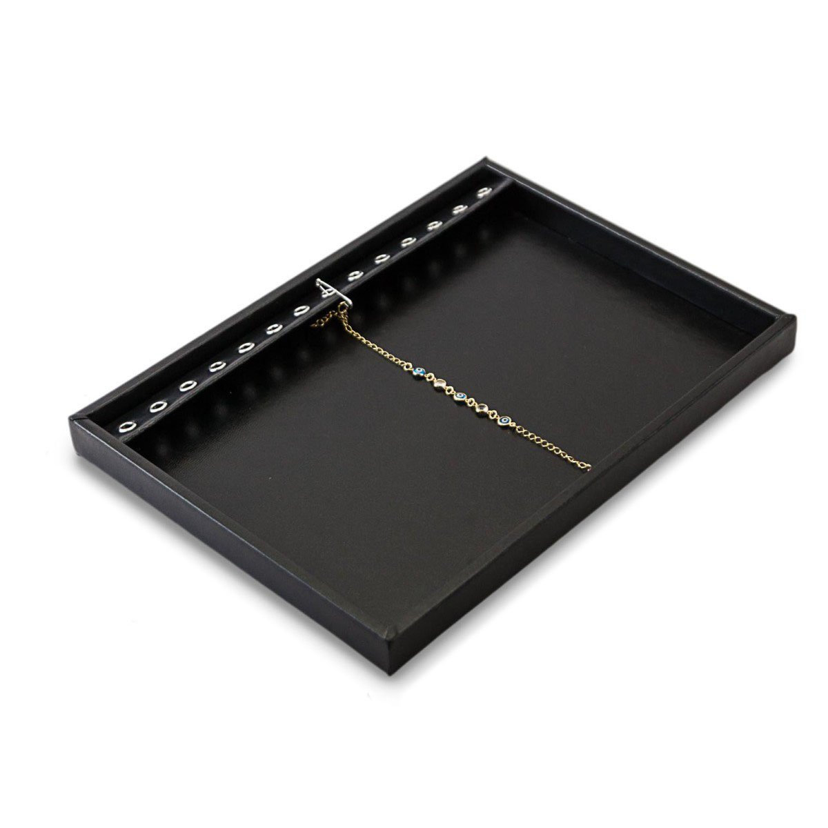 Bandeja Média Expositora para Pulseiras - 21,5x29,5x2,3 cm. Vinil Vinil Helene Preto