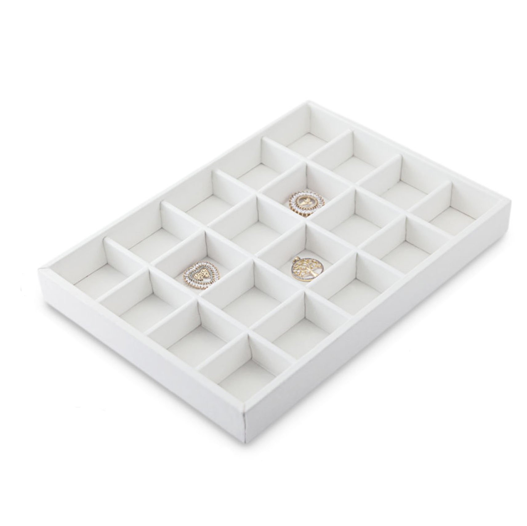 Bandeja Média Expositora para Joias - 21,5x29,5x3,3 cm. Vinil Vinil Branco