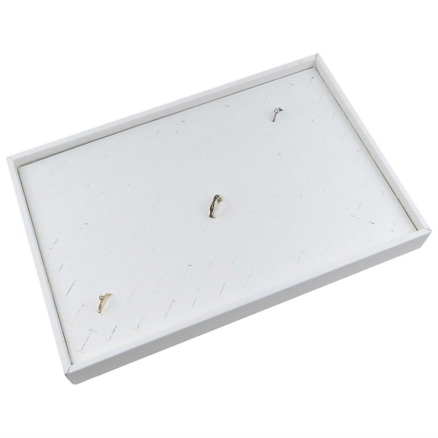 Bandeja Grande Expositora para Aneis - 25,5x37,5x3,3 Vinil Vinil Branco