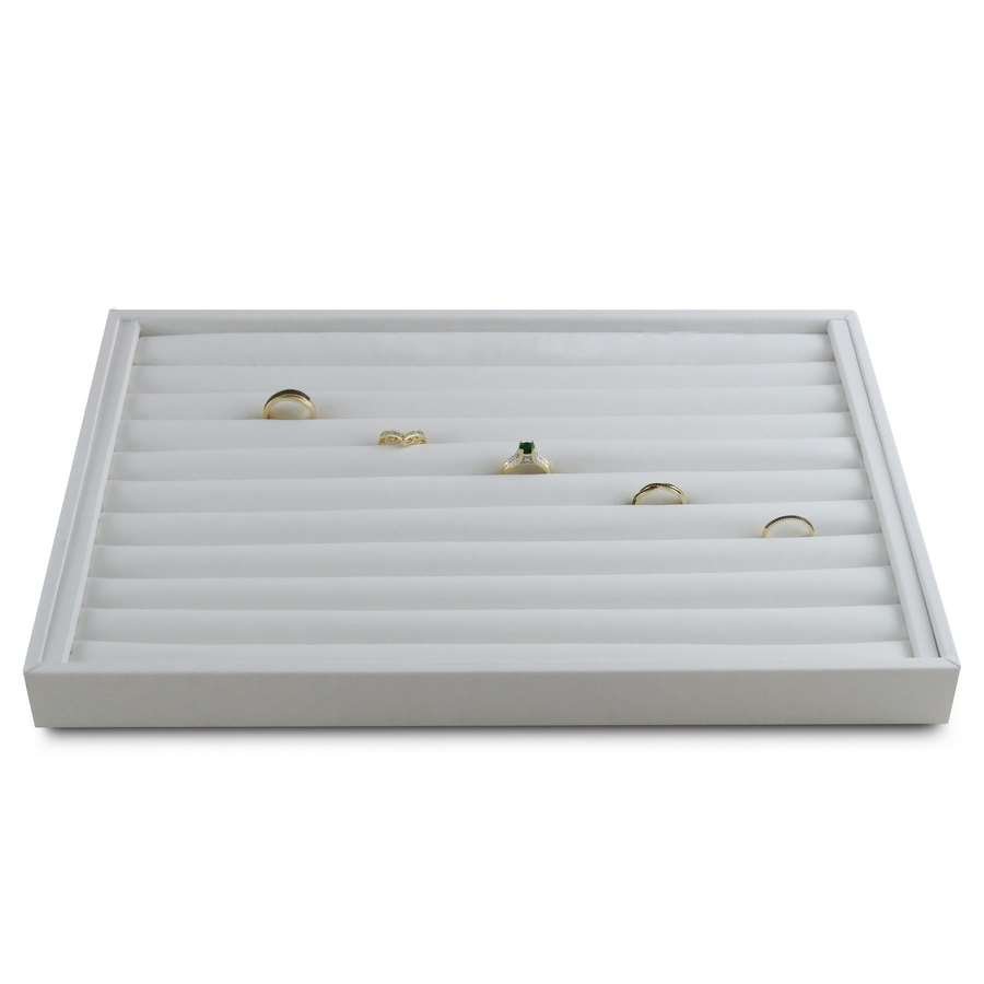 Bandeja Grande Expositora para Aneis - 25,5x37,5x3,3 cm. Vinil Vinil Branco