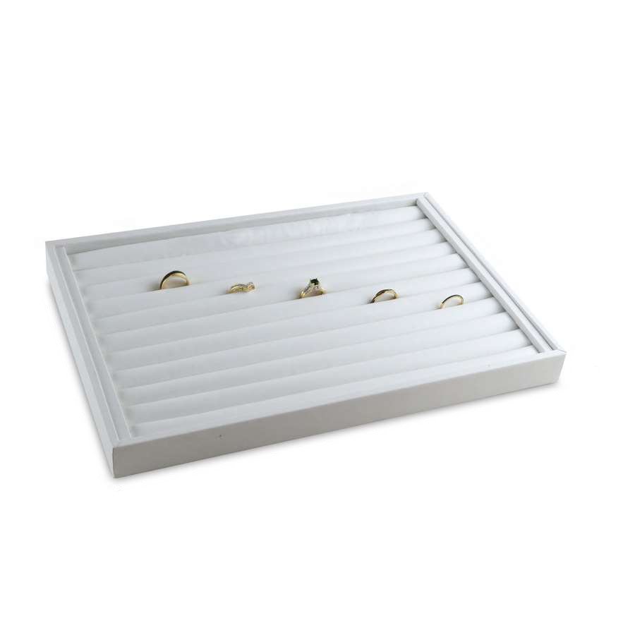 Bandeja Grande Expositora para Aneis - 25,5x37,5x3,3 cm. Vinil Vinil Branco
