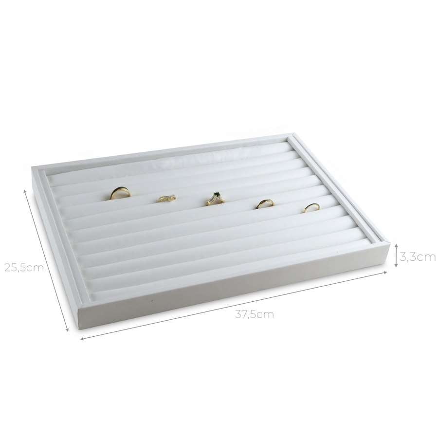 Bandeja Grande Expositora para Aneis - 25,5x37,5x3,3 cm. Vinil Vinil Branco