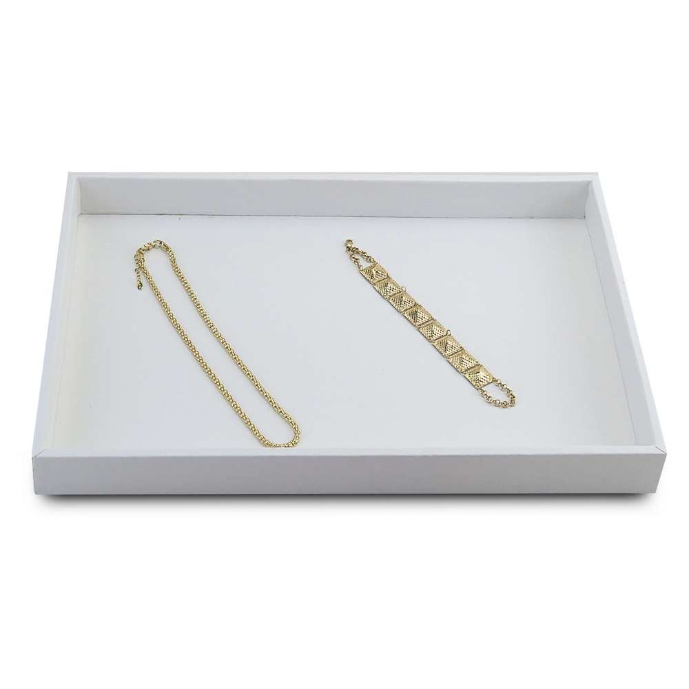 Bandeja Grande Expositora para Joias - 25,5x37,5x3,3 cm. Vinil Vinil Branco