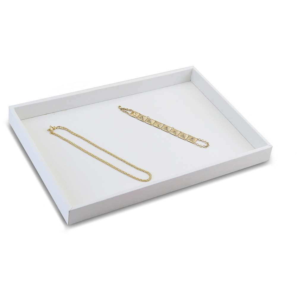 Bandeja Grande Expositora para Joias - 25,5x37,5x3,3 cm. Vinil Vinil Branco