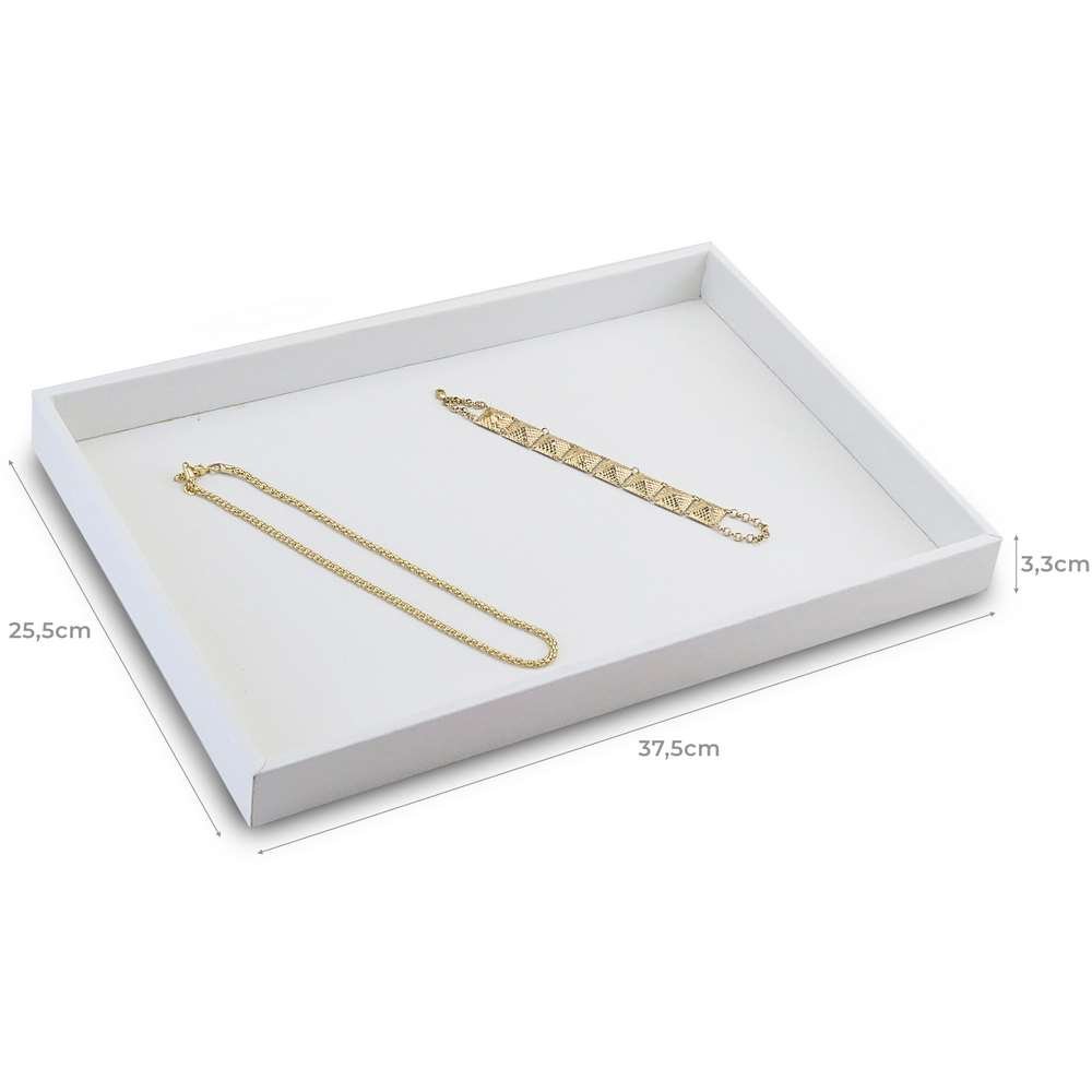 Bandeja Grande Expositora para Joias - 25,5x37,5x3,3 cm. Vinil Vinil Branco