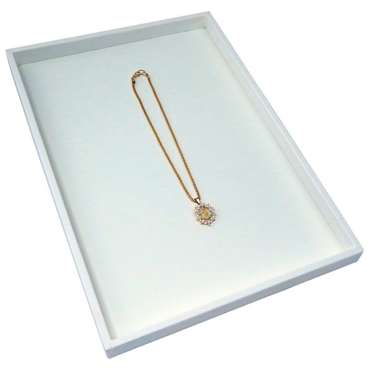 Bandeja Grande Expositora para Joias - 25,5x37,5x2,3 cm. Vinil Vinil Branco