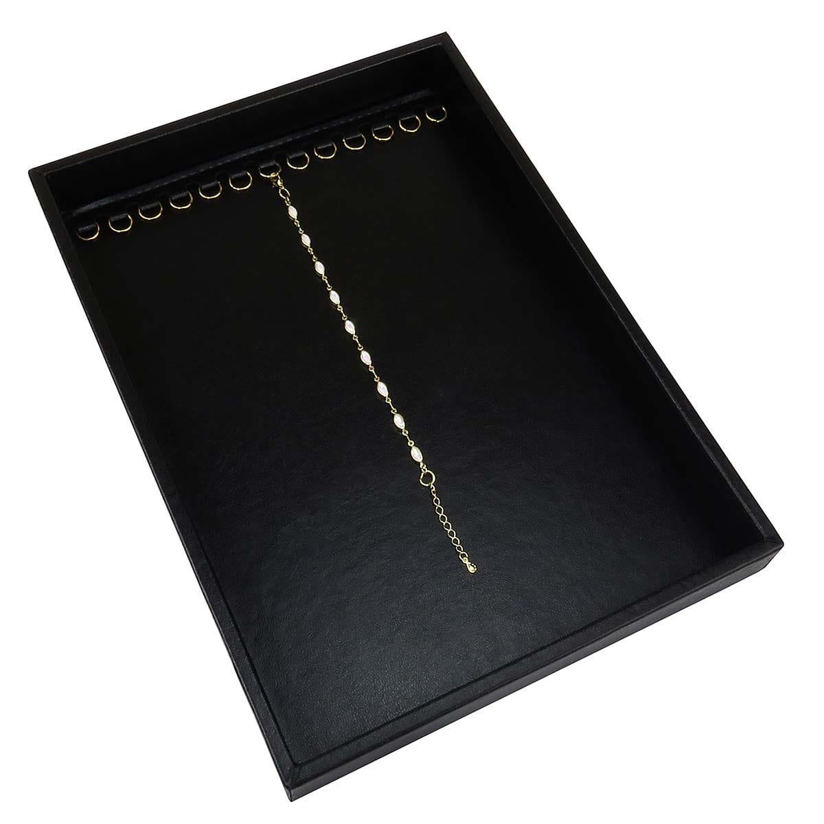 Bandeja Média Expositora para Correntes - 21,5x29,5x3,3 cm. Vinil Vinil Helene Preto