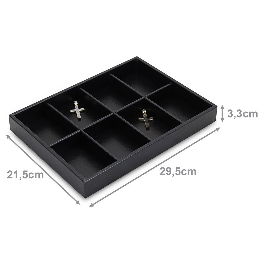 Bandeja Média Expositora para Joias - 21,5x29,5x3,3 cm. Vinil Vinil Helene Preto