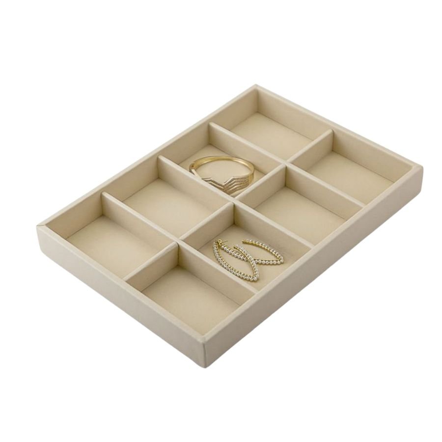 Bandeja Média Expositora para Joias - 21,5x29,5x3,3 cm. Vinil Vinil Marfim