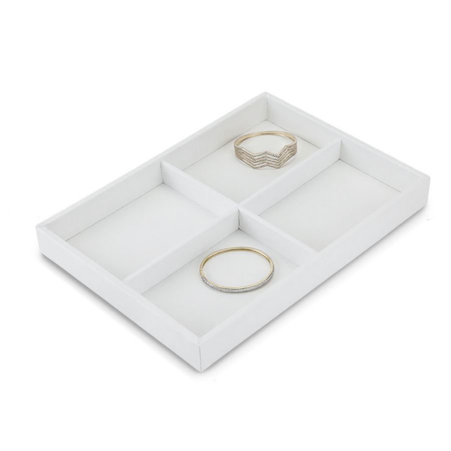 Bandeja Média Expositora para Joias - 21,5x29,5x3,3 cm. Vinil Vinil Branco