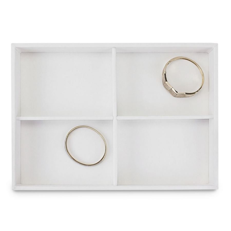 Bandeja Média Expositora para Joias - 21,5x29,5x3,3 cm. Vinil Vinil Branco