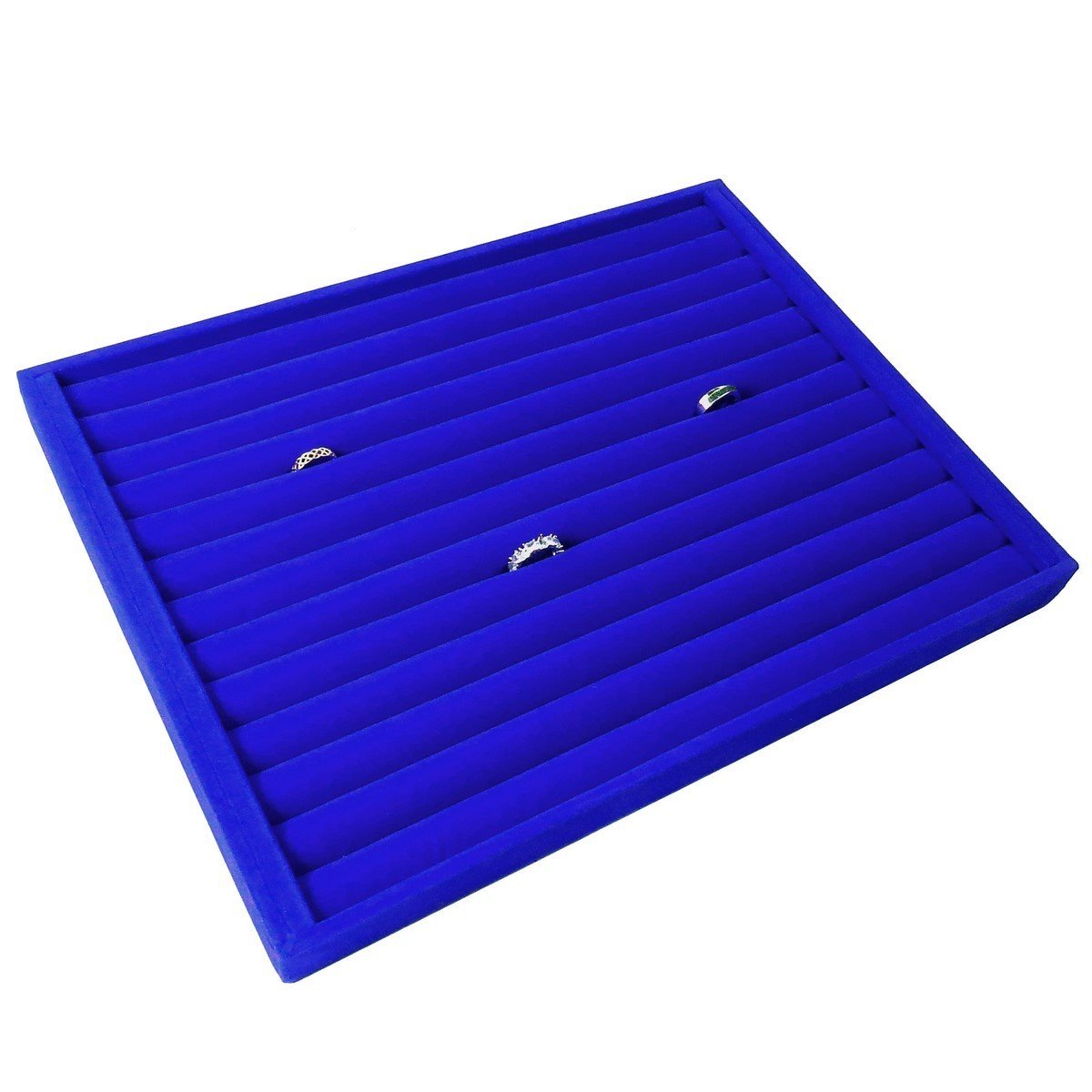 Bandeja Expositora Para Anéis Com Roletes -29,5x39,5x3,3 cm Veludo Azul Royal