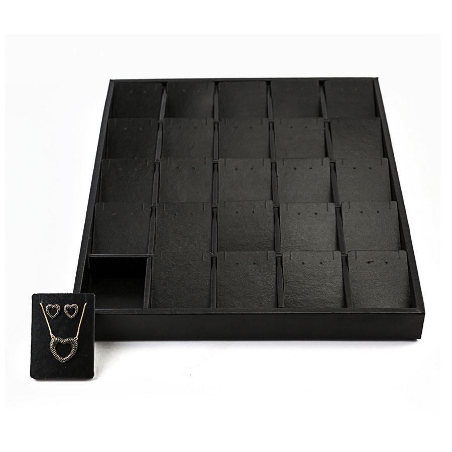 Bandeja Grande 25 Espaços c/ Cart. Vertical 29,5x36,5x3,3 cm Vinil Vinil Helene Preto