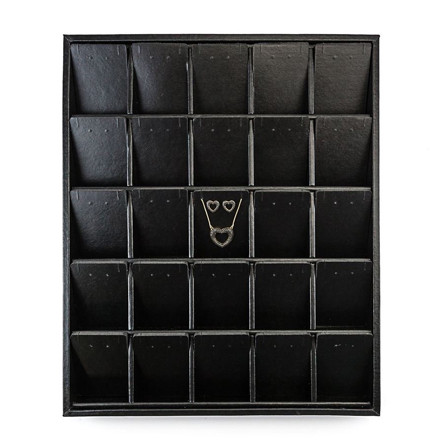 Bandeja Grande 25 Espaços c/ Cart. Vertical 29,5x36,5x3,3 cm Vinil Vinil Helene Preto