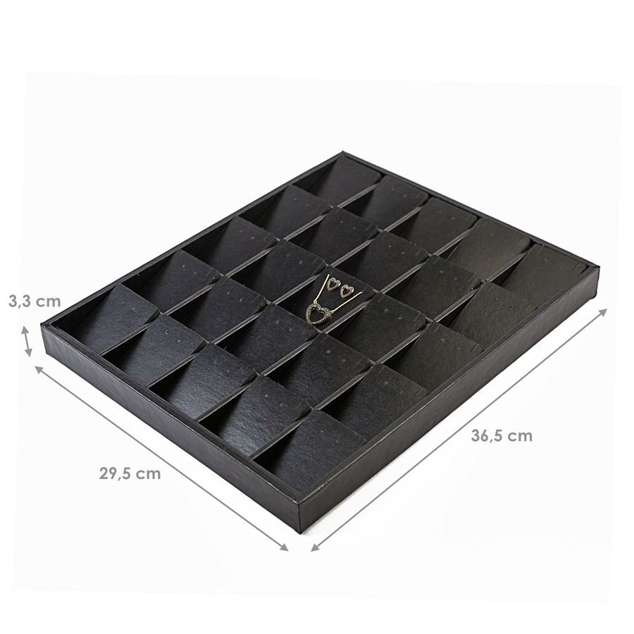 Bandeja Grande 25 Espaços c/ Cart. Vertical 29,5x36,5x3,3 cm Vinil Vinil Helene Preto