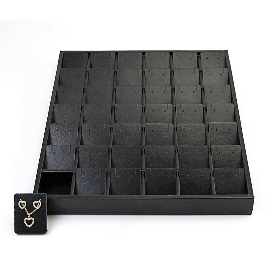 Bandeja Expositora Para Joias-Tamanho -29,5x36,5x3,3 cm Vinil Vinil Helene Preto