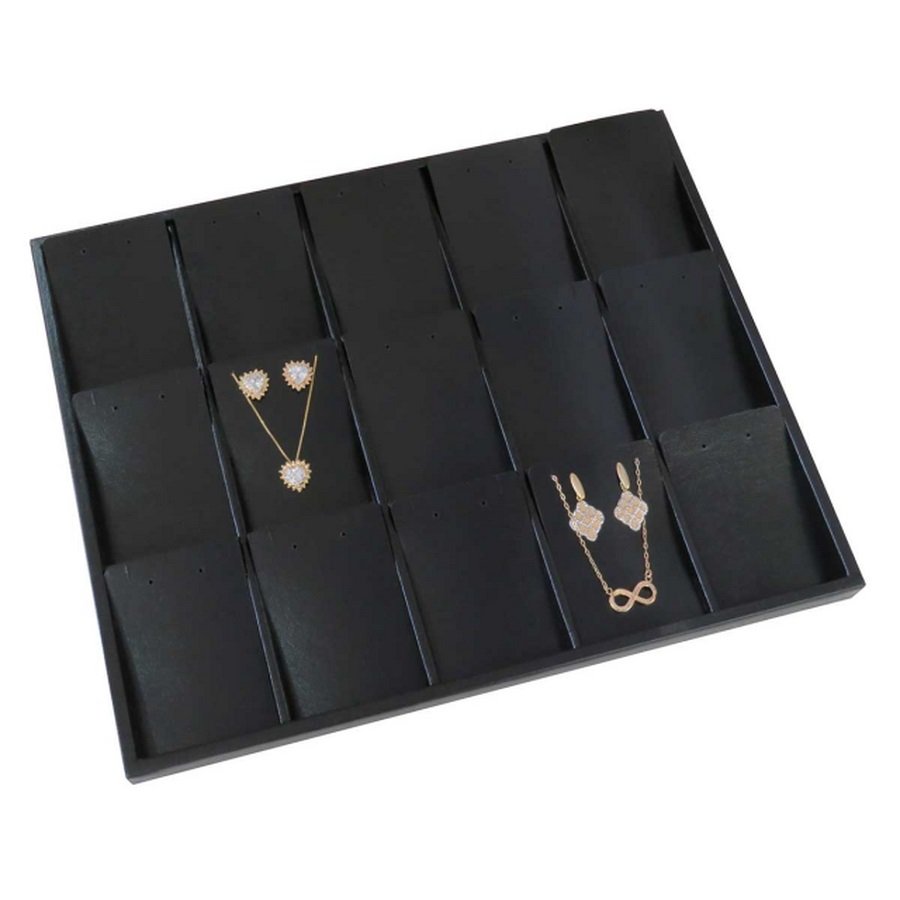 Bandeja Expositora Para Joias Com Cartelas 29,5x36,5x3,3 cm Vinil Vinil Helene Preto