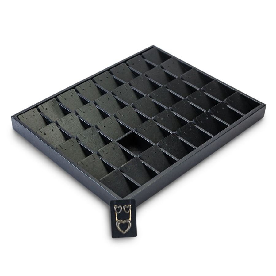 Bandeja Expositora Para Joias Com Cartelas 29,5x36,5x3,3 cm Vinil Vinil Helene Preto
