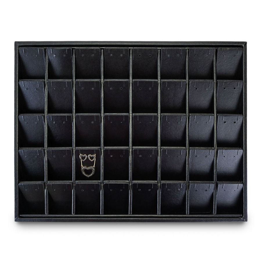 Bandeja Expositora Para Joias Com Cartelas 29,5x36,5x3,3 cm Vinil Vinil Helene Preto