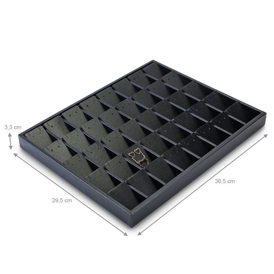Bandeja Expositora Para Joias Com Cartelas 29,5x36,5x3,3 cm Vinil Vinil Helene Preto