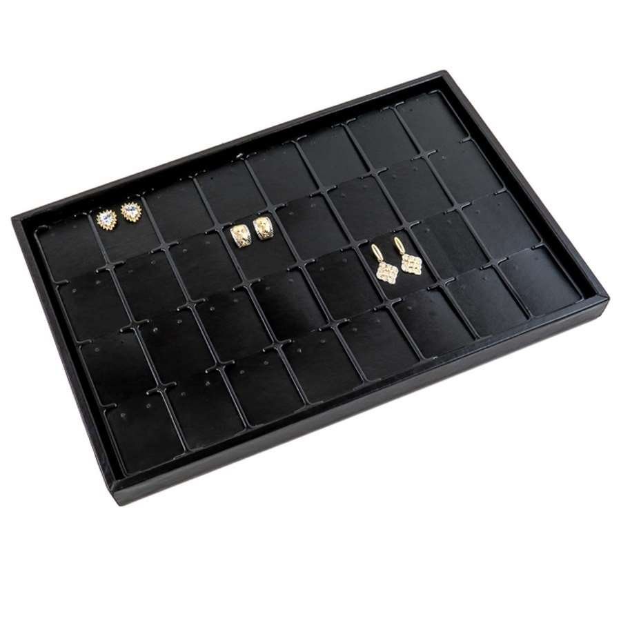 Bandeja Expositora Para Joias Com Cartelas 25,5x37,5x2,3 cm Vinil Vinil Helene Preto