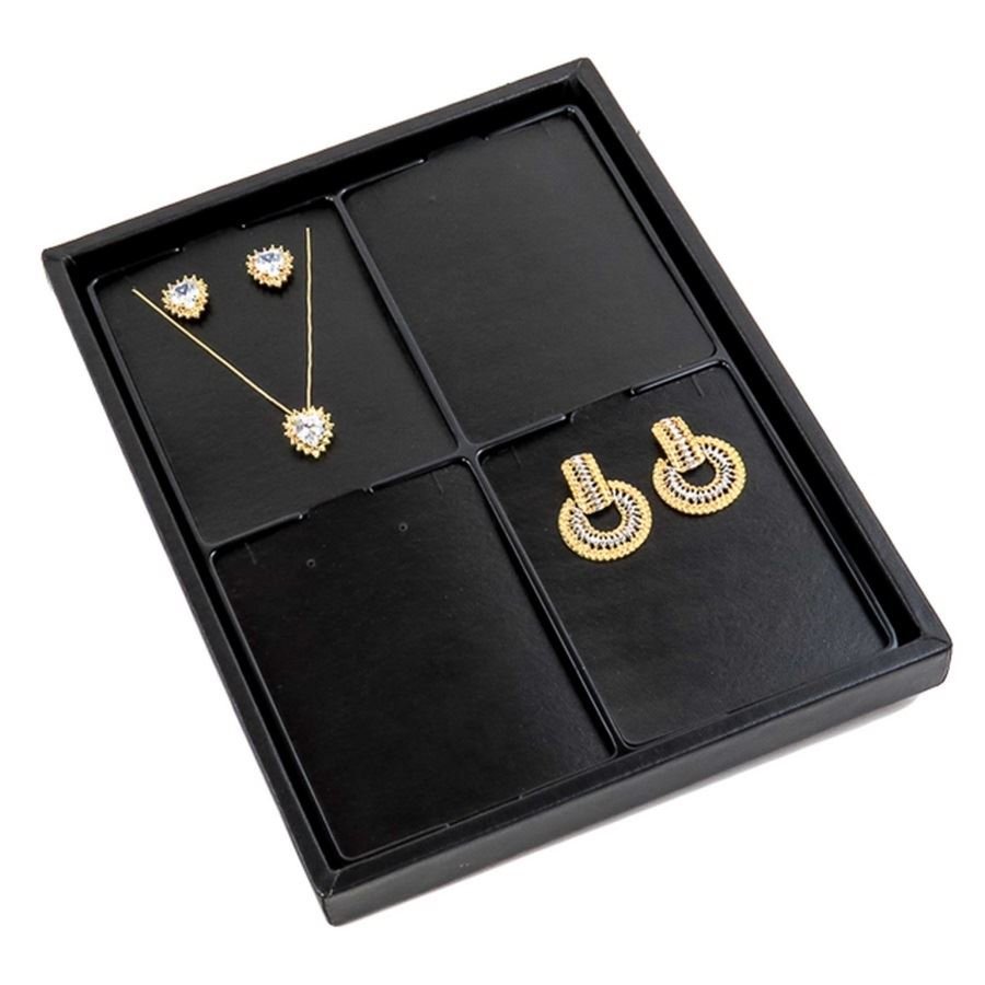 Bandeja Expositora Para Joias Pequena 4 Espaços Vinil Vinil Helene Preto