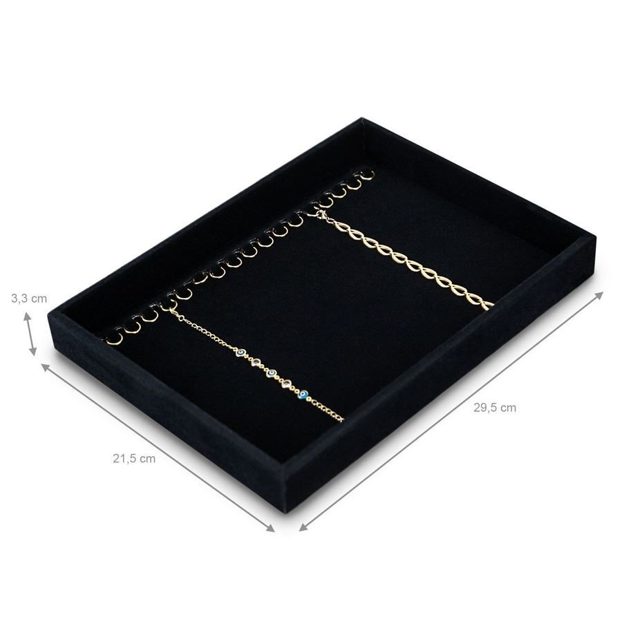Bandeja Expositora Para Pulseiras com Argolas Veludo Preto