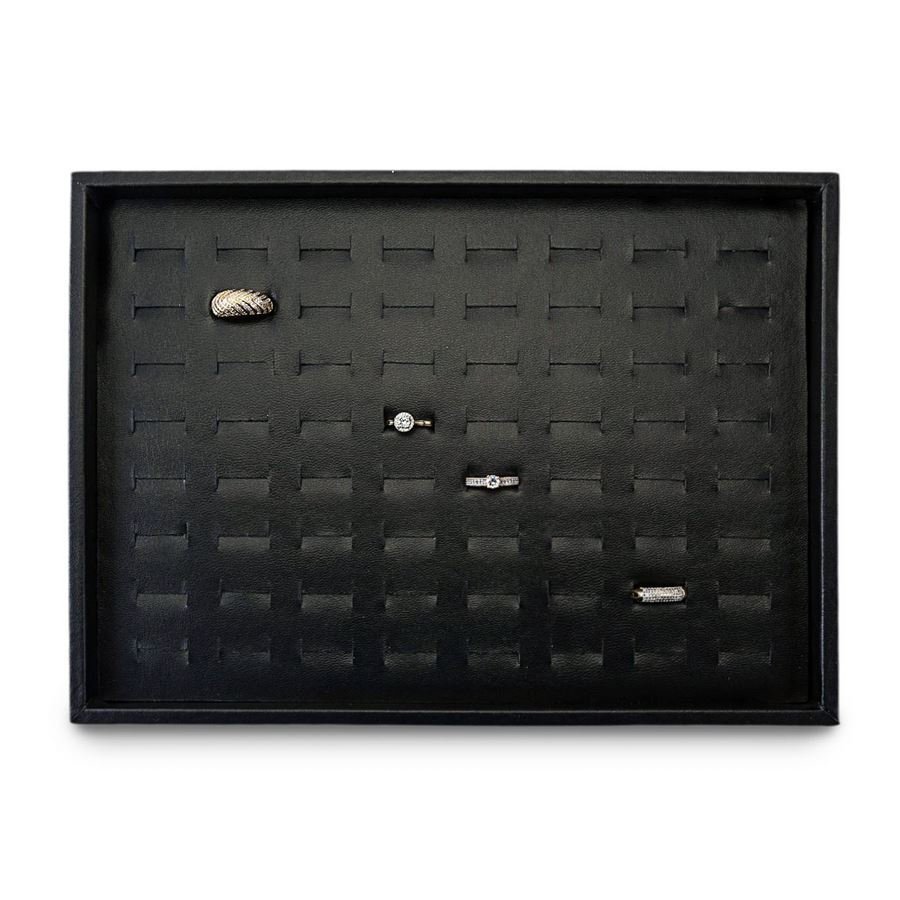 Bandeja Expositora Para Anéis 64 Espaços 21,5x29,5x3,3 cm Vinil Vinil Helene Preto