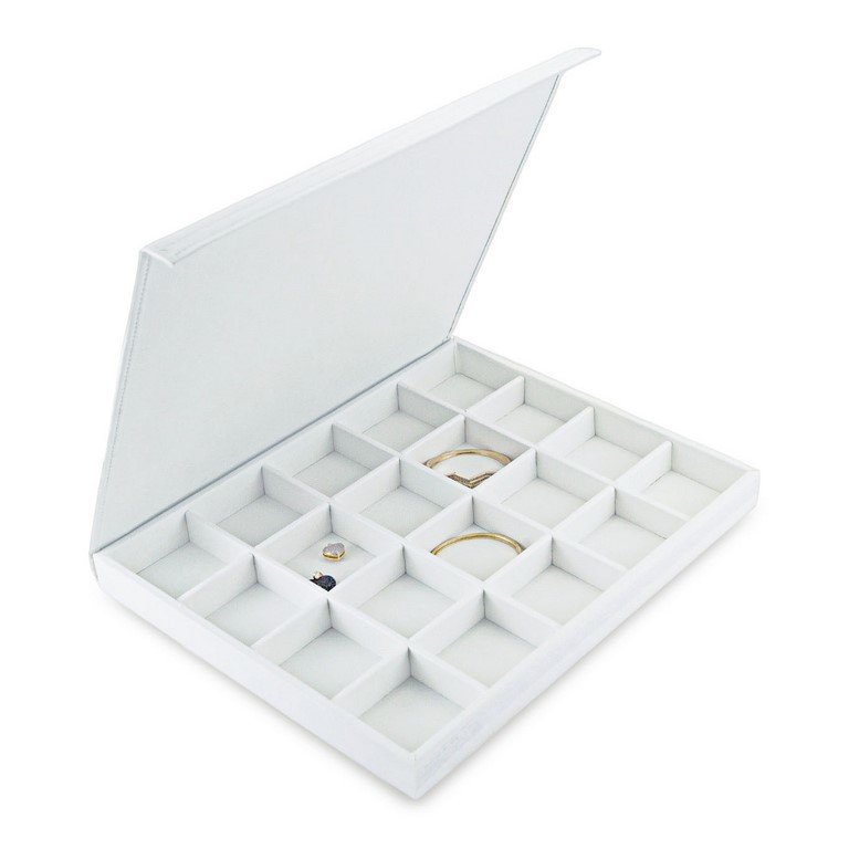 Bandeja Grande Expositora para Joias - 29,5x36,5x3,3 cm. Vinil Vinil Branco