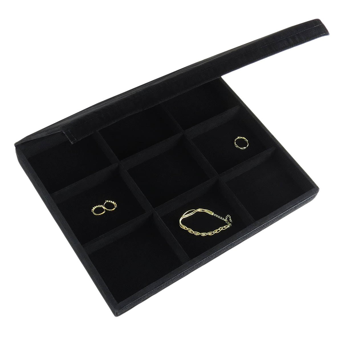 Bandeja Grande Expositora para Joias - 29,5x36,5x3,3 cm. Veludo Preto