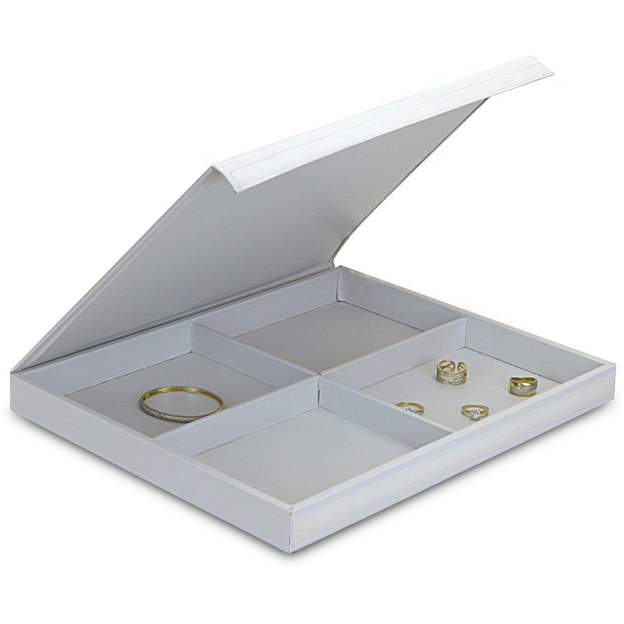 Bandeja Grande Expositora para Joias - 29,5x36,5x3,3 cm. Vinil Vinil Branco