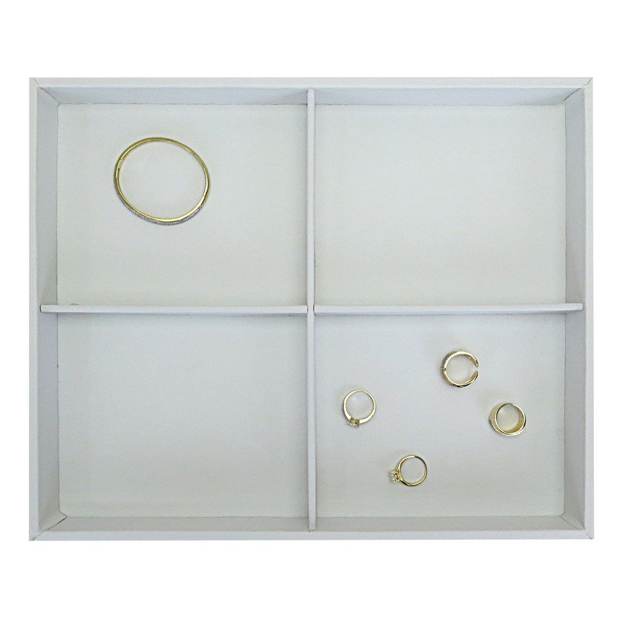 Bandeja Grande Expositora para Joias - 29,5x36,5x3,3 cm. Vinil Vinil Branco
