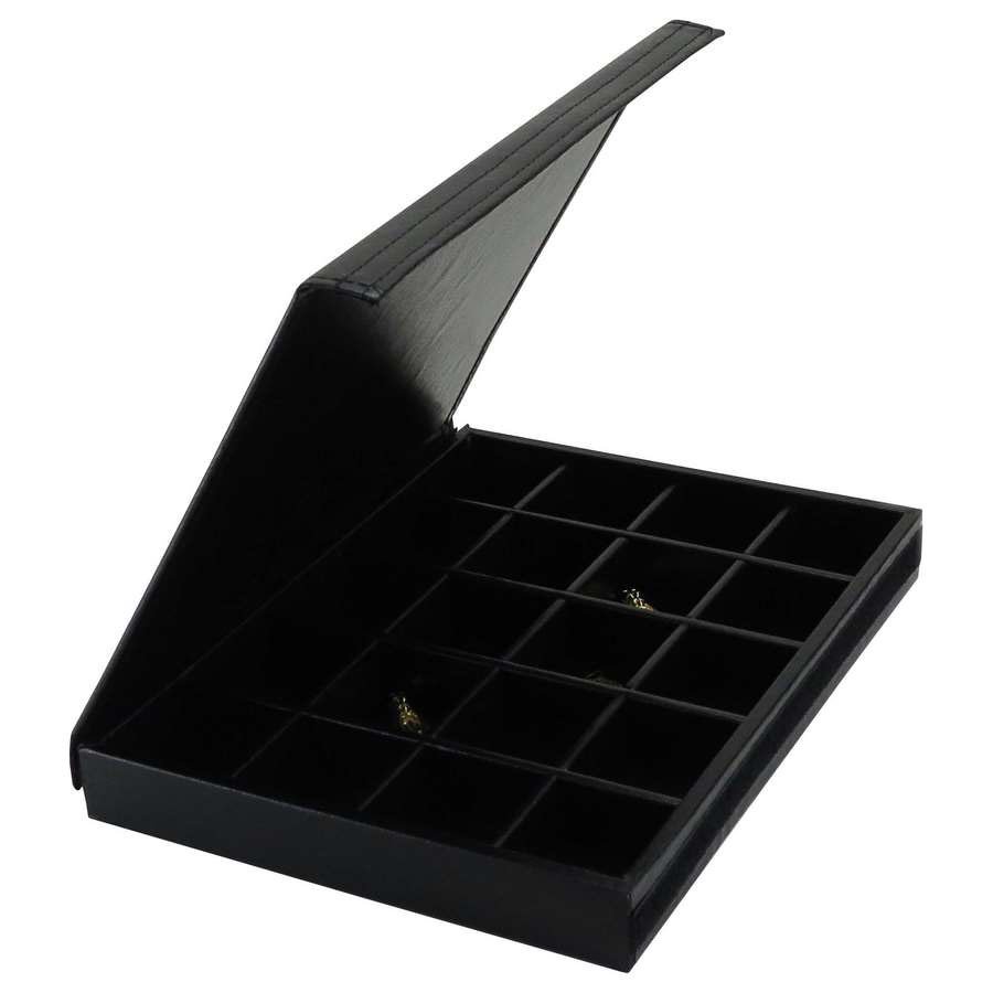 Bandeja Média Expositora para Joias - 21,5x29,5x3,3 cm. Vinil Vinil Helene Preto
