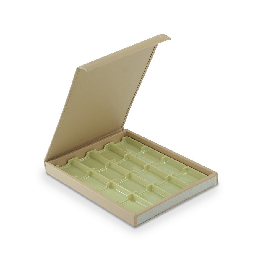 Bandeja Slim 19,5x25x2 cm 16 Esp. c/Tampa Vinil Vinil Marfim
