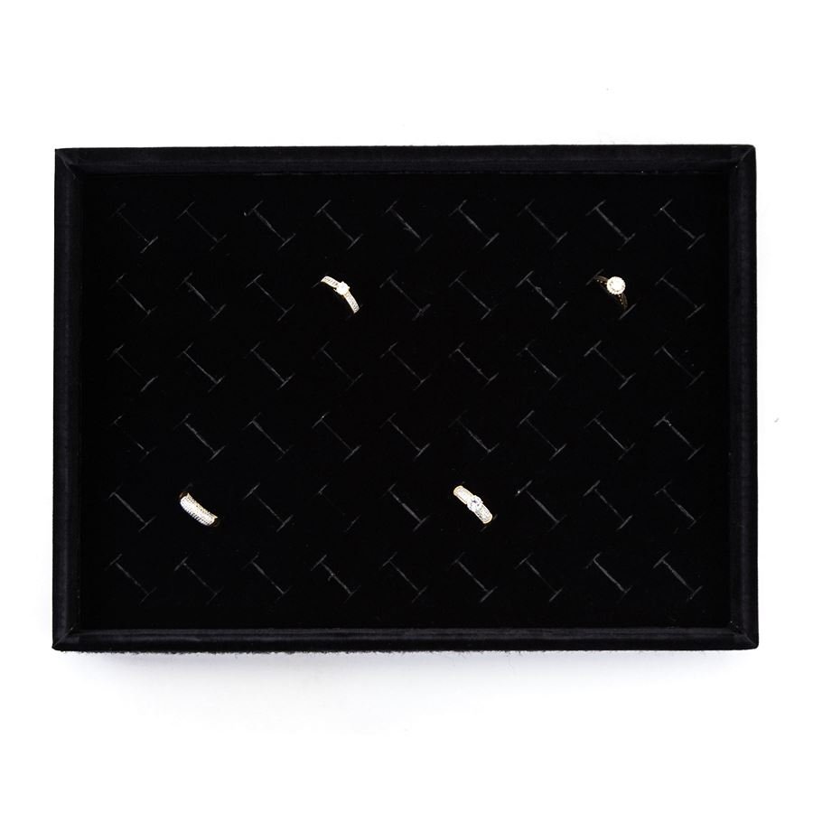 Bandeja Média Expositora para Anéis - 21,5x29,5x3,3 cm. Veludo Preto