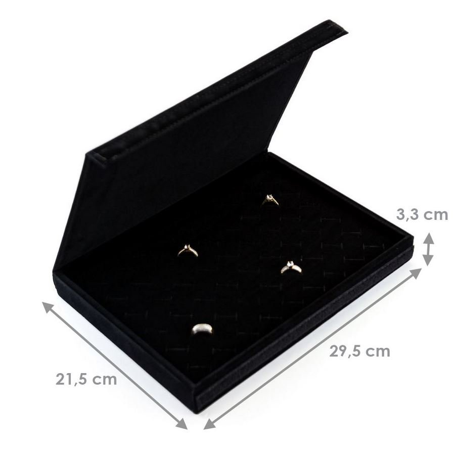 Bandeja Média Expositora para Anéis - 21,5x29,5x3,3 cm. Veludo Preto