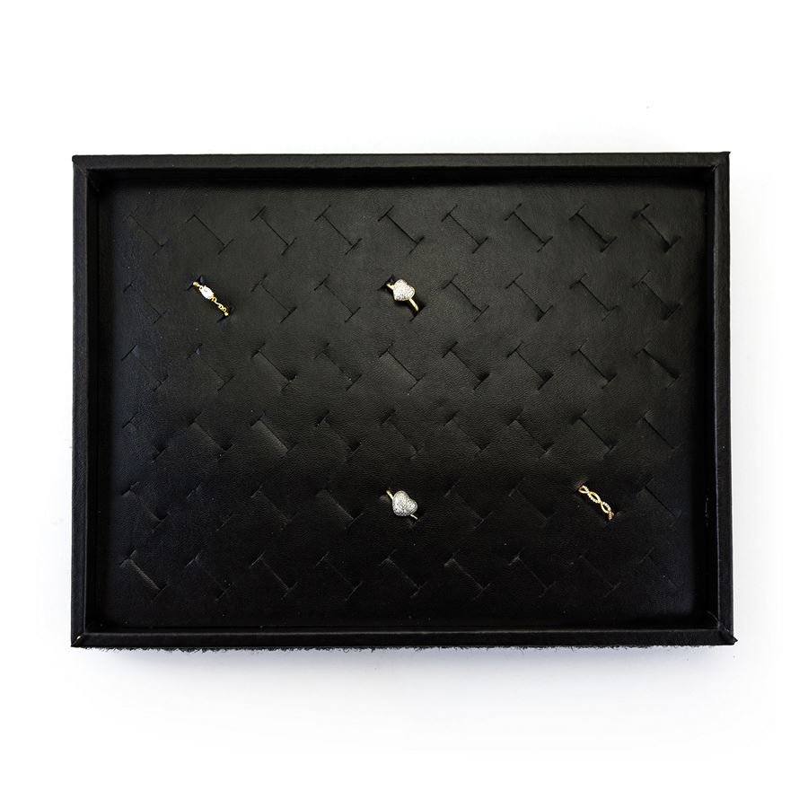Bandeja Média Expositora para Anéis - 21,5x29,5x3,3 cm. Vinil Vinil Helene Preto