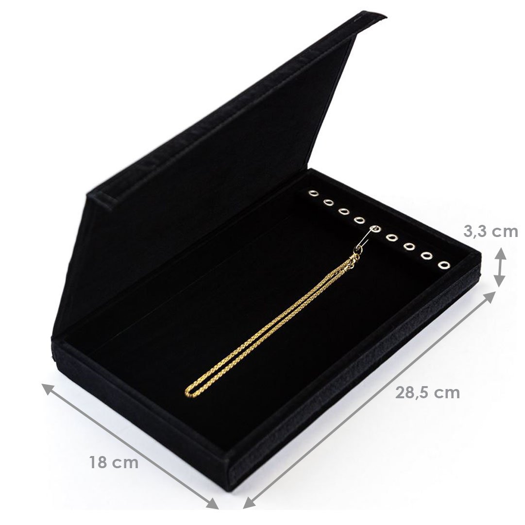 Bandeja Pequena Expositora para Correntes - 18x25,5x3,3 cm. Veludo Preto