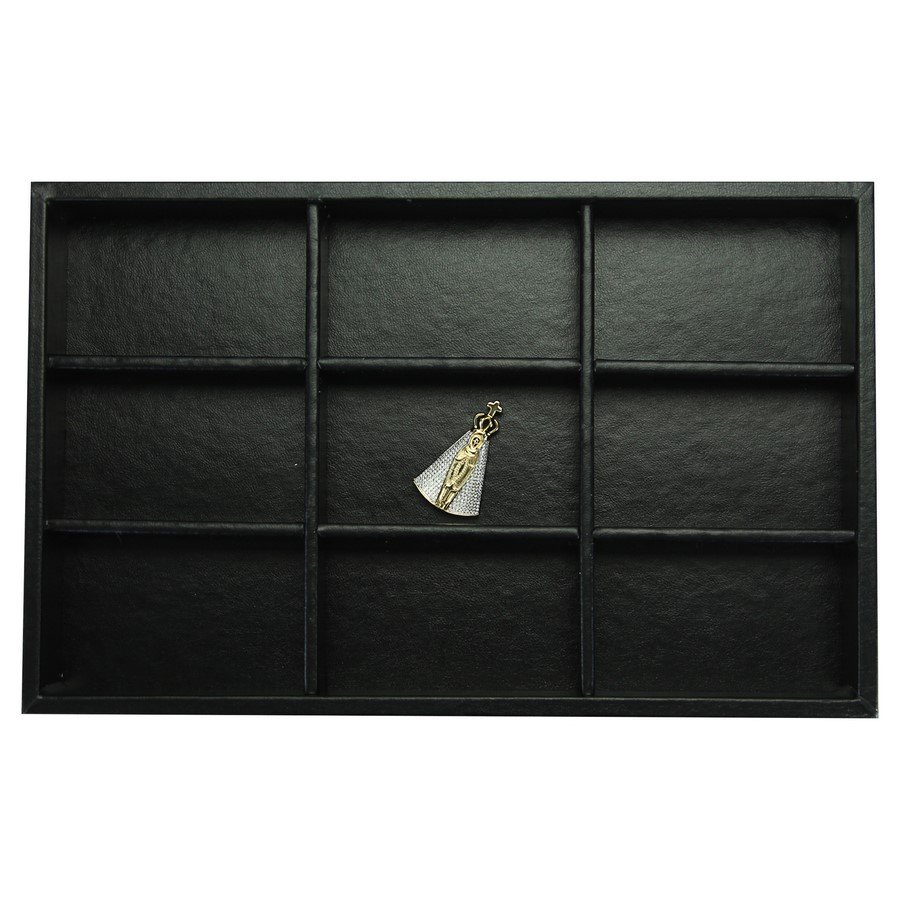 Bandeja Pequena Expositora para Joias - 18x28,5x3,3 cm. Vinil Vinil Helene Preto
