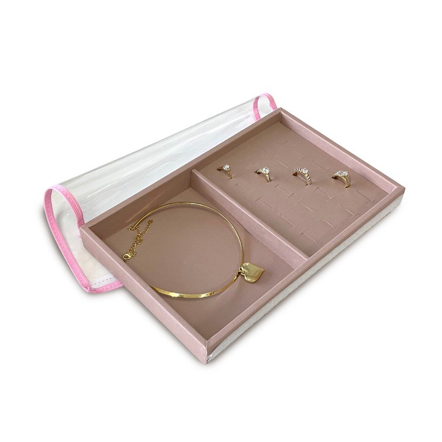 Kit Pequeno com 2 Bandejas e Caderno para Correntes Reptil Rosê Metalizado - Dunny Rosa Chá