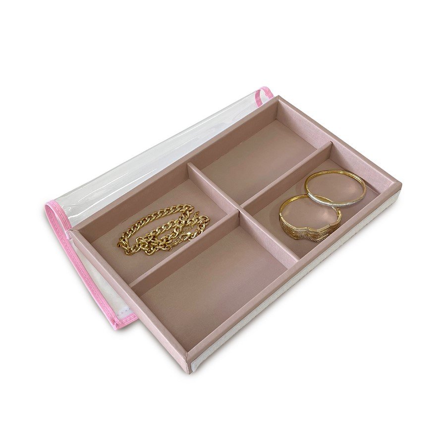 Kit Pequeno com 2 Bandejas e Caderno para Correntes Reptil Rosê Metalizado - Dunny Rosa Chá
