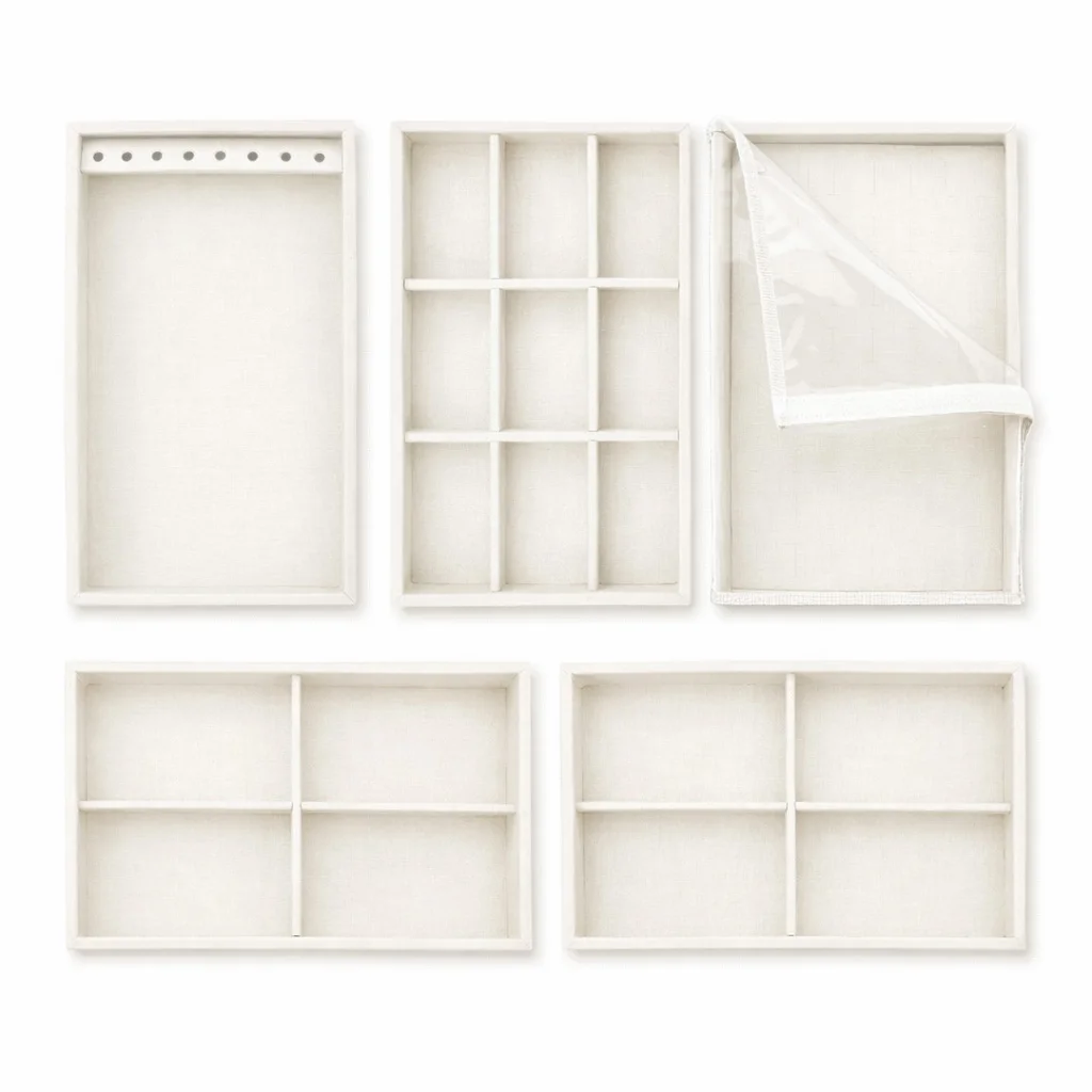Bolsa para Bandejas de Jóias - 18x28,5x3,3 cm Bolsa Verde - Bandeja Dunny Branco