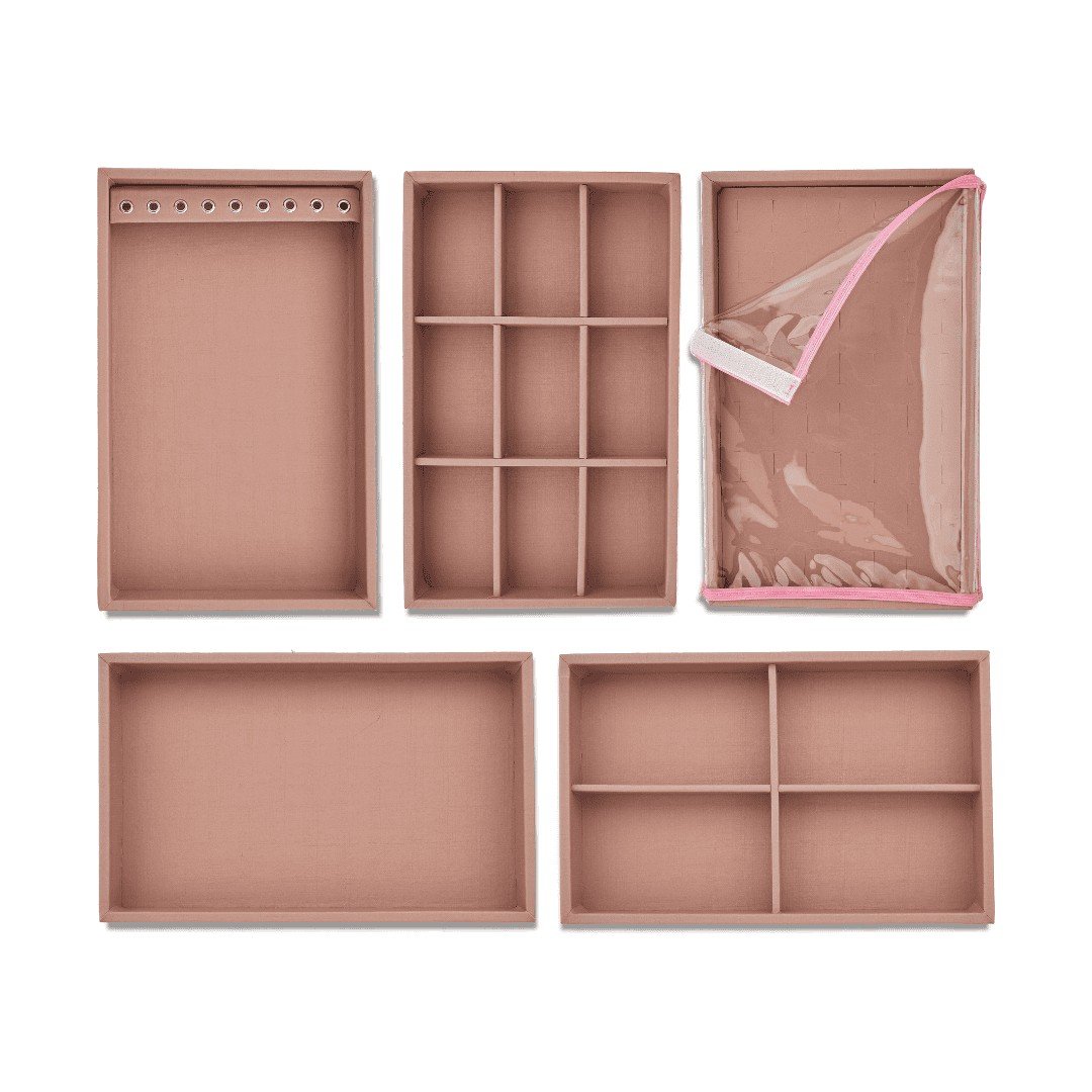 Bolsa para Bandejas de Jóias - 18x28,5x3,3 cm Bolsa Reptil Rosê Metalizado - Bandeja Dunny Rosa Cha
