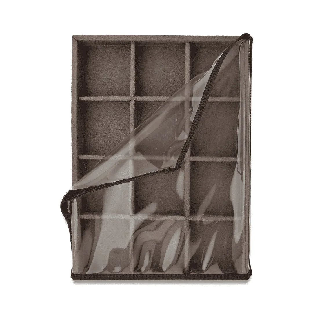 Kit PRIME 5 Bandejas c/Tampa Transparente 21,5x29,5x3,3 cm Bolsa Dunny Coffe - Bandeja Suede Marrom