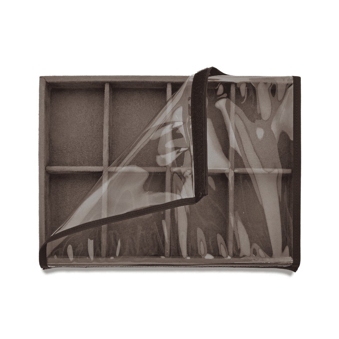 Kit PRIME 5 Bandejas c/Tampa Transparente 21,5x29,5x3,3 cm Bolsa Dunny Coffe - Bandeja Suede Marrom