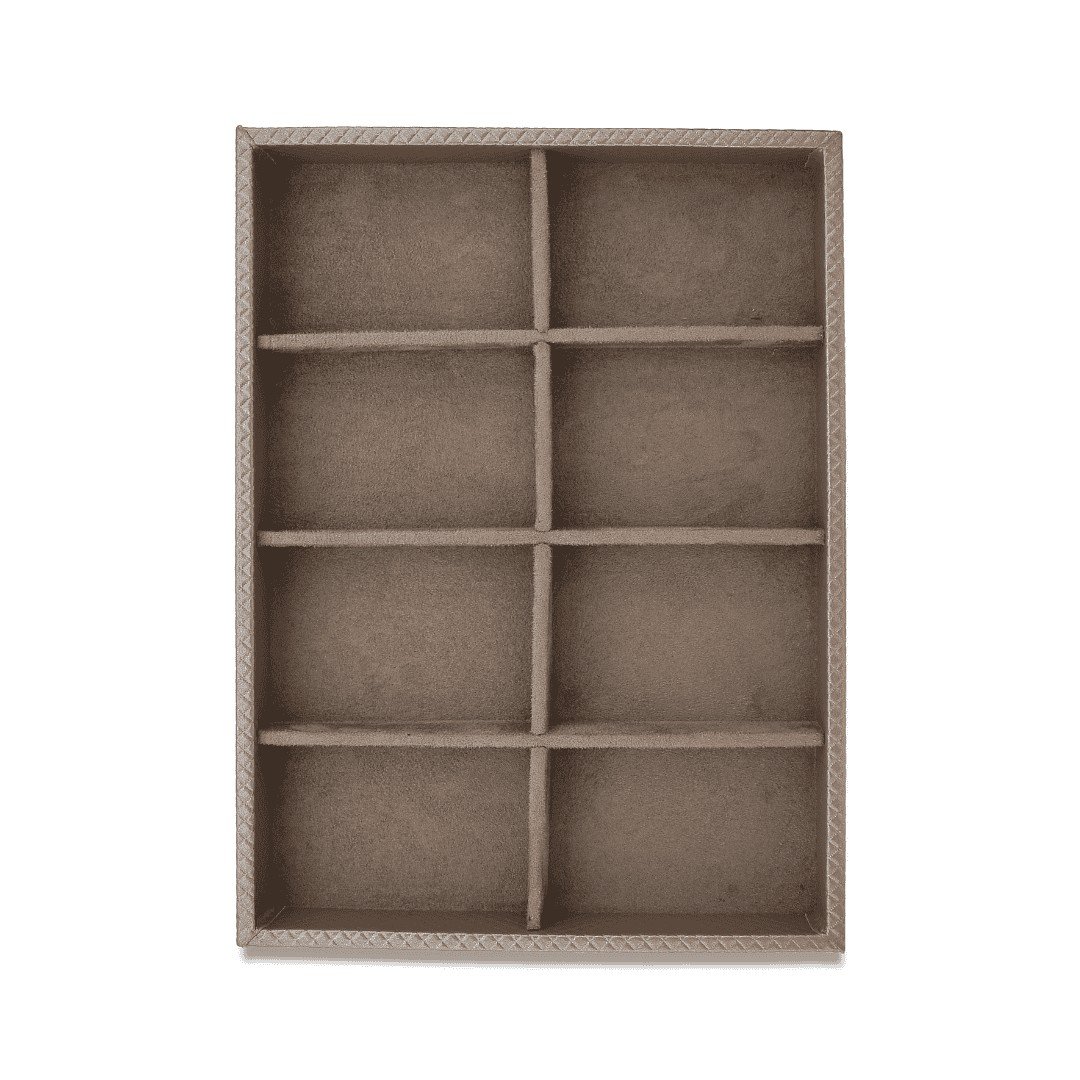 Kit Bandejas Expositoras + Bolsa para Joias - 21,5x29,5x3 cm Bolsa Rodes Capuccino - Bandeja Suede Marrom