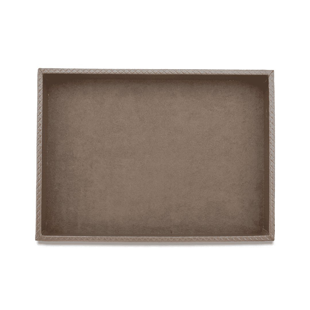 Kit Bandejas Expositoras + Bolsa para Joias - 21,5x29,5x3 cm Bolsa Rodes Capuccino - Bandeja Suede Marrom