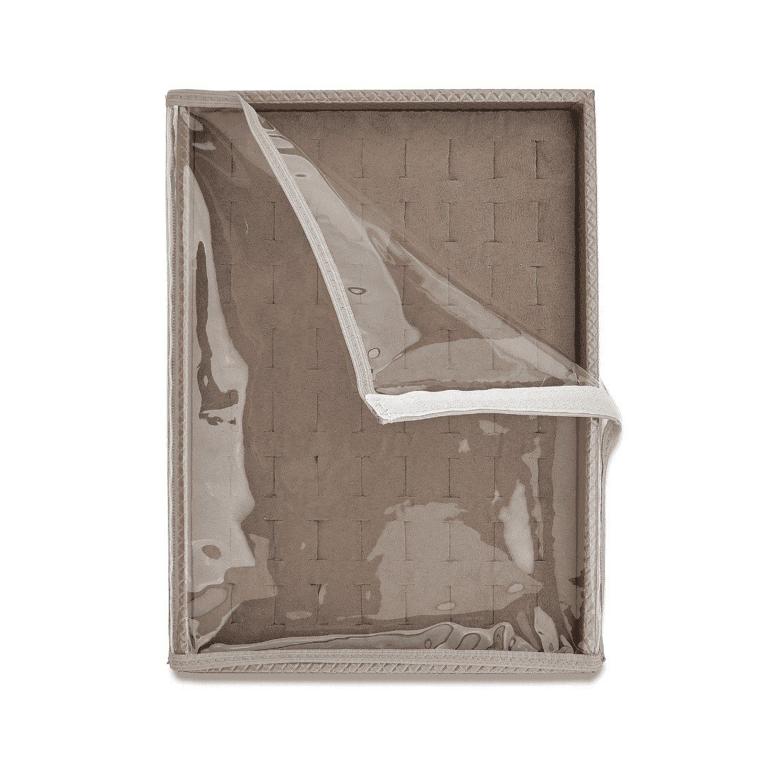 Kit Bandejas Expositoras + Bolsa para Joias - 21,5x29,5x3 cm Bolsa Rodes Capuccino - Bandeja Suede Marrom