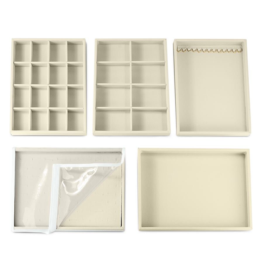 Kit Bandejas Expositoras + Bolsa para Joias - 21,5x29,5x3 cm Bolsa Verde - Bandeja Dunny Champagne