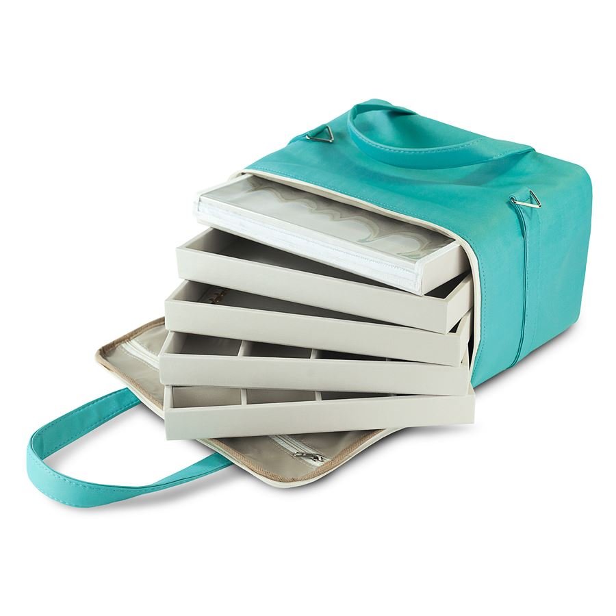 Kit Bandejas Expositoras + Bolsa para Joias - 21,5x29,5x3 cm Bolsa Verde - Bandeja Dunny Branco